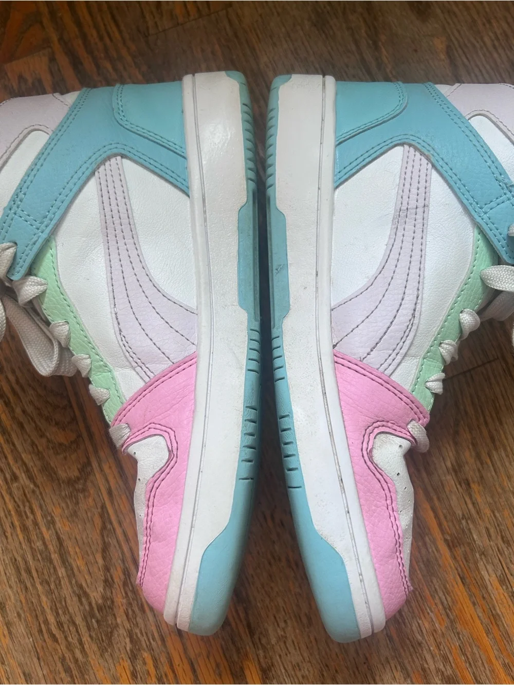Puma Kids High-Top Sneakers in Pink, Mint & Light Blue